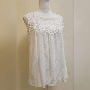 White Babydoll Crochet Lace Tank Top Women's Size S